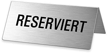 Tischschild Reserviert 5er-Set Tischaufsteller aus Edelstahl 85x40mm Nr.2658