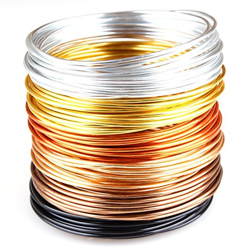 Creacraft Set Filo Alluminio di gioielli Autunno Dorato: 6 colori in rotoli (per 5 metri) - Filo d'alluminio anodizzato (2 mm)