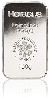 100 g Feinsilberbarren 999/- ARGOR HERAEUS