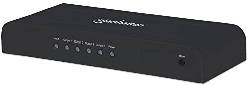 Manhattan 207515 4-Port HDMI-Splitter (4K/UHD-Auflösung bei 30 Hz) Stromversorgung über Netzteil schwarz