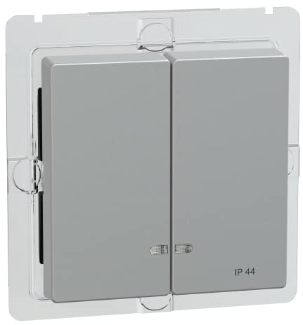 Schneider Electric Merten Doppelwippe mit Kontrollfenster, IP44, System M, aluminium, Artikelnummer MEG3424-0460