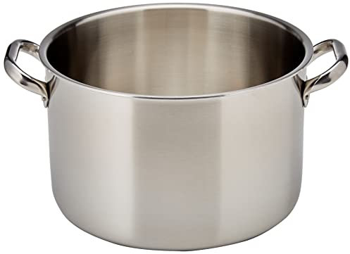 Pentole Agnelli ALIX104ALIN24 Casseruola Alta con 2 Maniglie in acciaio, Trilaminato Alluminio-Acciaio per induzione, 24 cm