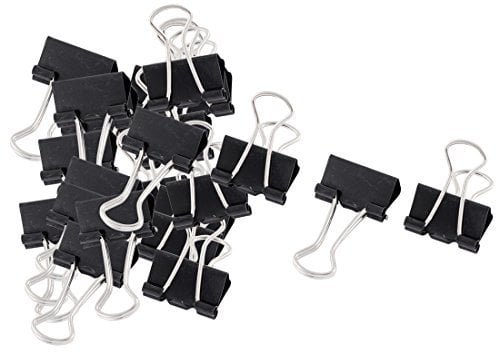 Sourcingmap Metal Binder Paper Clip, 20mm Small Multi-Function Desk Document Office Stationery Binder Clips for Home Office, 24 Pcs Black