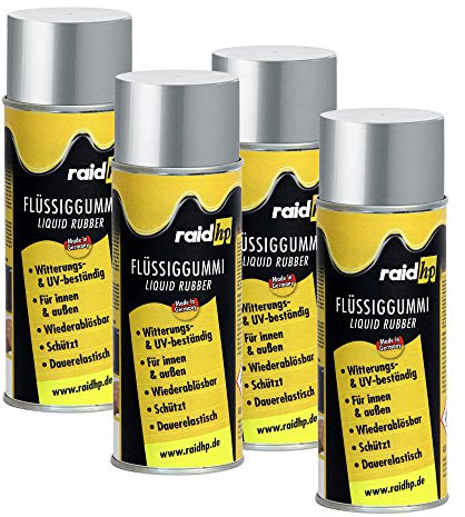 Raid HP 380268 Flüssiggummi 1600ml Silber-METALLIC-MATT Sprühfolie Felgenfolie. Dauerelastische Gummierung für innen und außen für Auto Boot Motorrad Quad Fahrrad Freizeit Hobby