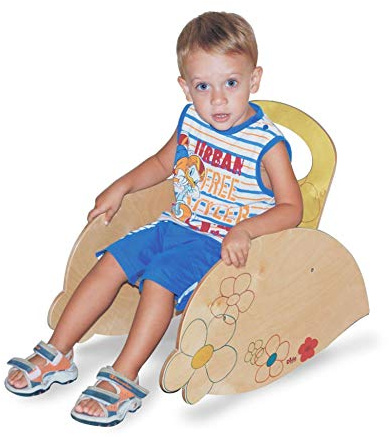 Dida - Sedia Dondolo Fiori, Sedia a Dondolo in Legno per Bambini 2 3 4 Anni, Montessori, Ideale per Cameretta Asili e Aree Gioco, Design Elegante Colorato e Sicuro