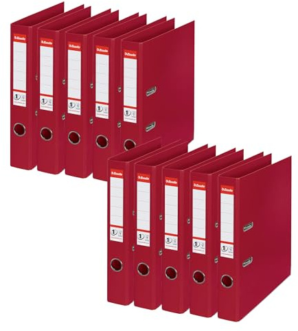 Esselte A4 Lever Arch File, Bordeaux, 52mm Spine, Plastic, Pack of 10, 811520