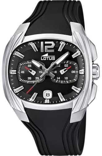 Montre Lotus pour Homme 15756/1 Special Prices Boîtier en Acier Inoxydable Gris Bracelet en Caoutchouc Noir