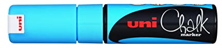 Uni-Ball 186447 - Fenster- & Kreidemarker UNI CHALK PWE-8K, 8 mm, Keilspitze, hellblau