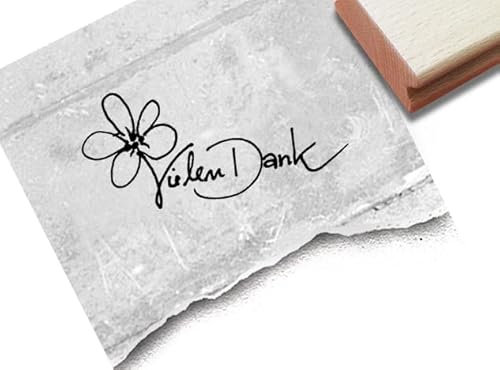 Stempel Vielen Dank mit Blume - Textstempel Dankeschön Danksagung Karten Tütenstempel Tischdeko Scrapbook - von zAcheR-fineT