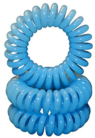 Miya® 3er Set hochwertige Haargummi in himmelblau, elastisch Telefonkabel, Mini Kunststoff-Spirale, Telefonhaargummi, Haarschmuck, Armband