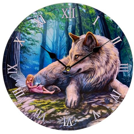 Puckator Lisa Parker Fairy Stories Fairy & Wolf Picture Clock - Wall Clock Clocks - Mens Cute Cool Preppy Home Gaming Room Bedroom Office Decor Decoration - Asthetic Accessories Stuff Men Things