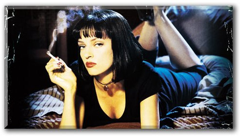 'Kunstdruck Leinwand Pulp Fiction Uma Thurman Smoking Tarantino Kultfilm Print, 76 x 40 cm/30 x 16)