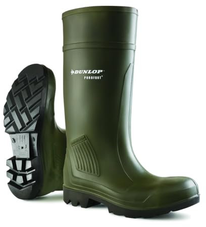 DUNLOP Purofort Professional - Unisex Knee High All Terrain Wellington Waterproof Rain Boots, Green, Chemical Resistant and Thermal Insulated Wellie for Outdoor, Gardening and Farm Work - EU40, UK6.5