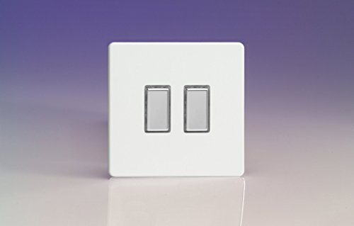 Varilight JDQES002S Dimmer Switch Premium White 2 Gang