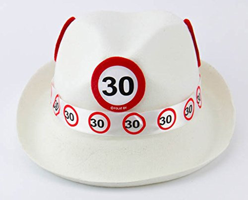 Folat 62330 Tribly Party Hut-Verkehrszeichen 30 Jahre, Weiß, Einheitsgröße