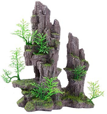 Saim Aquarium Ornament Mountain View Stone Ornament Tree Rock Cave Fish Tank Decoration