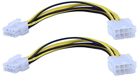 zdyCGTime 2er Pack 8 Pin 12 V ATX EPS Power Verlängerung Kabel Stecker auf Buchse (20,3 cm)