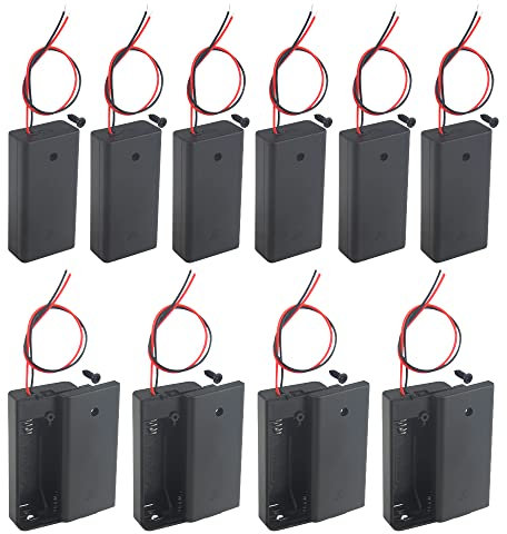 WMYCONGCONG 10 PCS AA Battery Holder with Switch, 2x 1.5V AA Battery Holder Case Storage Box w/Wire Leads and ON/OFF Switch