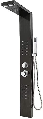 Colonne de douche en Acier Inoxydable,Système de douche Panneau avec jets de massage,Douchette à main,Cascade et douche effet pluie,130x47x15cm (Noir)