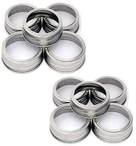 Mason Jar Replacement Rings or Durable & Rustproof Tinplate Metal Bands/Rings for Mason Jar, Ball Jar, Canning Jars,Storage (Set of 10 wide mouth)