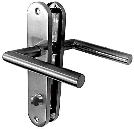 Paire de Poignée de porte sur plaque Entraxe 165 mm Inox 304 Mini TINA - Condamnation sans voyant