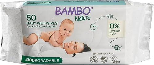 Bambo Nature Plastic-Free Wet Wipes (14x 50), Newborn Essentials, Eco-Labelled Baby Wipes, Gentle and Soft , Moisturising, Skin-Friendly, Plastic-Free, Baby Essentials