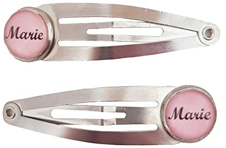 Haarspangen mit Namen 2er Set personalisiert silber Haarschmuck Haarclips Cabochon handgefertigt Wunschname