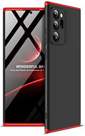 HAOTIAN Cover per Samsung Galaxy Note 20 Ultra 5G Cover, Custodia Protettiva con Tutto Il Corpo Tocco Morbido Setoso, Staccabile Silicone Morbido Doppio Strato Antiurto Cover, Rosso/Nero