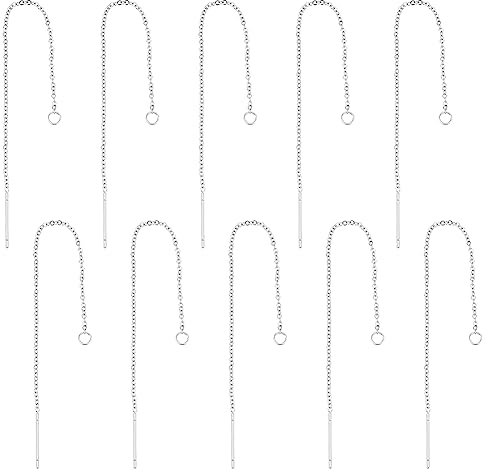UNICRAFTALE 20 Paar Einfädler Ohrringe 100mm Edelstahl DIY Zubehör Lang Ketten Mit Loop Für Schmuckherstellung Loch 2.5 mm