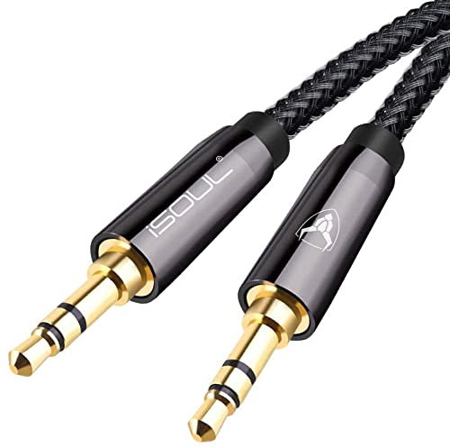 iSOUL 3.5mm to 3.5mm Nylon Braided Aux Cable 1 Meter/3.3ft Aluminum Alloy Shell Durable Auxiliary 3.5mm Audio Cable for Car Headphone MP3 Player Smartphone Tablet Home Speaker Laptop Black