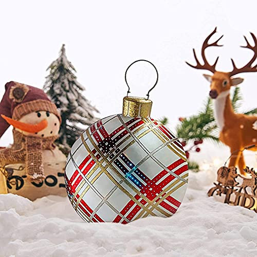 Aufblasbare Weihnachtskugel, Dekoration, riesiger Weihnachtsball, für den Außenbereich, Ornamente für Hochzeit, Festival, Heimdekoration, Hof, Rasen, Garten, Außendekoration, mit Pumpe (J), 60 cm