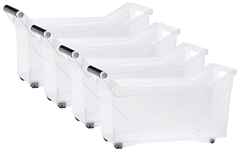 Kreher Rollbox, Aufbewahrungsbox, Sortierbox in Transparent, mit Griff in verschiedenen Größen (L, 4)