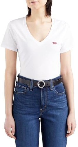 Levi's 2-pack V-neck Tee Camiseta, Caviar / White, S Mujer