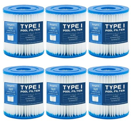 Aoyern Lot de 6 cartouches filtrantes de piscine taille 1 58381 de type I pour filtre de piscine gonflable