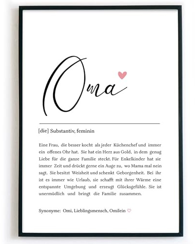 4one Pictures Oma Definition Bild – Geschenk Oma zum Geburtstag, Weihnachten, Muttertag, Poster Geschenkidee