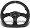 NRG Innovations RST-024MB-R-BL 3-Speichen-Lenkrad aus Wildleder mit Lederbezug und Hornknopf, 6 x 70 mm Bolzenmuster, blaue Naht