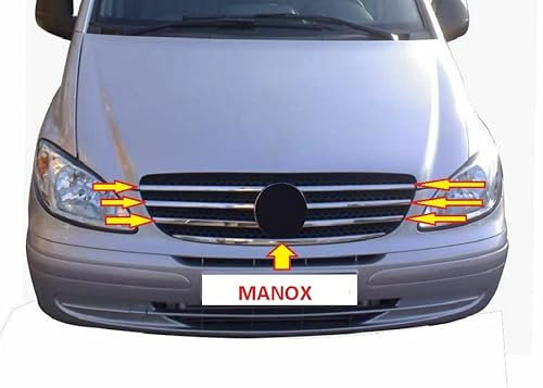 manox Für Mercedes Vito W639 2003-2014 7 STK Chrom Kühlergrill Grill Blenden Edelstahl
