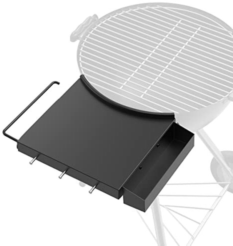 SafBbcue Grilltisch-Regal – mit Ablage, Ablage für Weber Kugelgrills, 55,9 cm, Beistelltischablage für Weber Master Touch, originaler Kugelkohlegrill, pulverbeschichteter Stahl-Grilltisch, schwarz