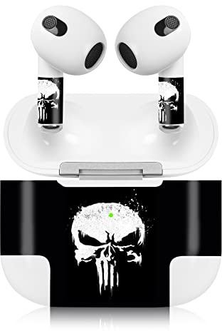 Finest Folia Aufkleber Set kompatibel mit Apple AirPod 3 kabellose Bluetooth Kopfhörer und Ladecase Vinyl Folie Skin Design Cover passgenau R189 (3. Generation, 15 Punisher)