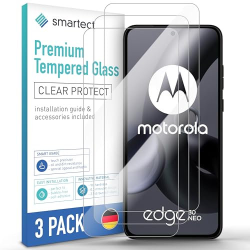 smartect Schutzglas [3 Stück, Klar] kompatibel mit Motorola Edge 30 Neo, HD Schutzfolie Anti-Kratzer, Blasenfrei, 9H Härte, 0.3 mm Ultra-klar, Ultrabeständig