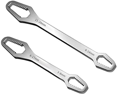 YRAKOZIN Universal-Torx-Schlüssel Set[2 Packungen], 3-24mm (1/8-15/16in) Doppelseitige Selbstspannende Verstellbare Schraubenschlüssel, Chrom-Vanadium-Stahl Universal-Drehmomentschlüssel - Silber