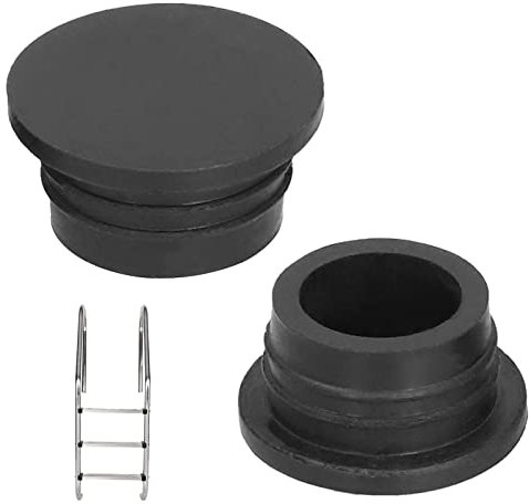 Poolleiter Gummipuffer, 2 Stück Gummipuffer, Schwimmbadleiter Gummistecker Leiter Sicherheitsstoßstange Schwimmbadzubehör, Stopper für Pool Leiter, Leiter Gummistopfen, Poolleiter Zubehör (schwarz)