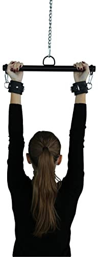 BDSM Leder Hänge Fesseln mit Spreizstange und Kette Bondage Hand Fesseln Leder Handfesseln Hängefesseln