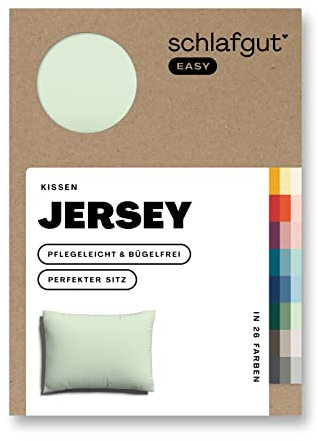 Schlafgut Easy Jersey Kissenbezug 70x90 cm Green Light mit 100% Baumwolle, superweicher & atmungsaktiver Kopfkissenbezug