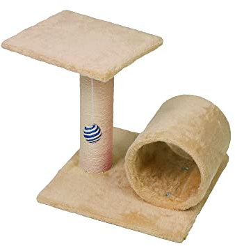GREAT AIGOO Árbol rascador para Gatos Grande 40 x 42cm. Poste Rascador, Bola de Juguete Colgante para Gatos y Manta Suave (Beige)