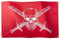 Runesol Bandera Pirata Roja, 91x152cm, 3ft x 5ft, Bandera Pirata de Fiesta de Cumpleaños, Bandera de la Calavera, Bandera de Halloween, Gótica, Interior y Exterior, Colores Vívidos