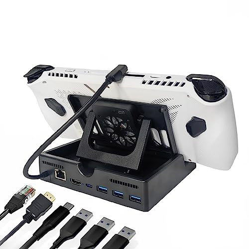 JOYSOG für Rog Ally Dock, Steam Dockingstation mit Lade-USB-C-Anschluss für ASUS ROG Ally Handkonsole unterstützt Typ-C PD/60W USB 3.0 Ports (6in1)