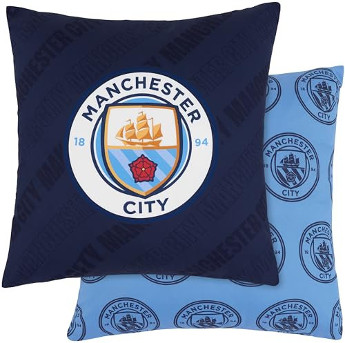 Manchester City FC Zierkissenbezüge 39 x 39 cm, Deko Kissen Bezug im 2er-Pack - Fussball Zubehör