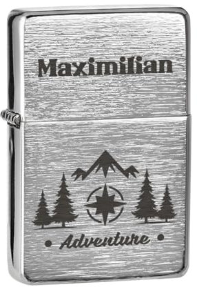 Feuerzeug gebürstet aus Metall mit individueller Gravur - Geschenke für Papa - das Sturmfeuerzeug für Männer - Outdoor-Geschenk zum Geburtstag