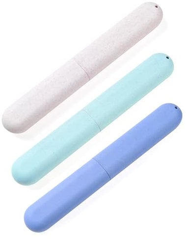 Yoezuo 3 Stück Zahnbürsten Etui, (19 * 3 * 2.2cm) Tragbare Reise Zahnbürstenhülle, Zahnbürstenbox Reisezahnbürste Schutzhülle für Reisen, Familie, Saubere Aufbewahrung (Grün+Blau+Grau)